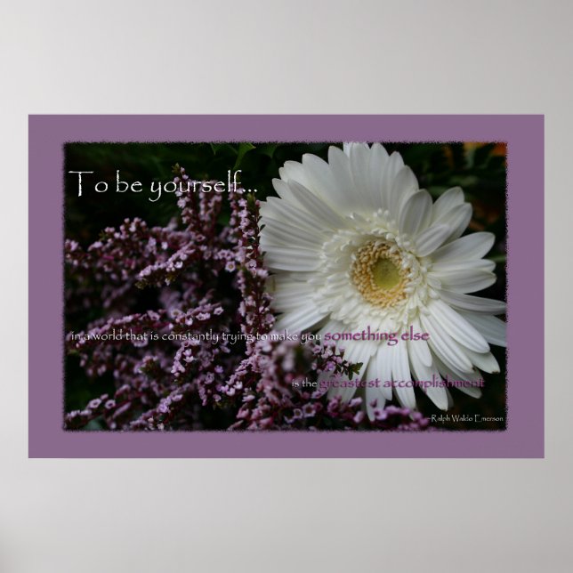 To be yourself white gerbera daisy flower print (Front)
