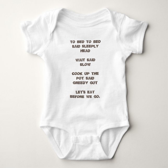 To Bed / Baby Jersey Bodysuit (Front)