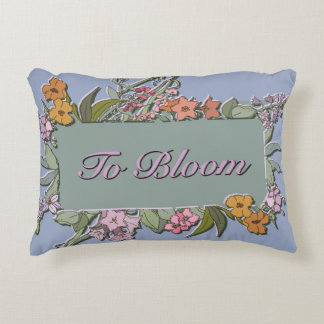 To Bloom - Periwinkle Blue in a flowered frame Decorative Cushion