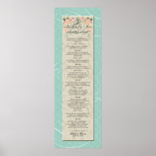 To Build a Lasting Love - Aqua Damask Peach Roses Poster
