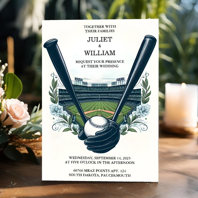To Champion Team Ball Field Pitch Baseball Wedding Invitation (Creator Uploaded)