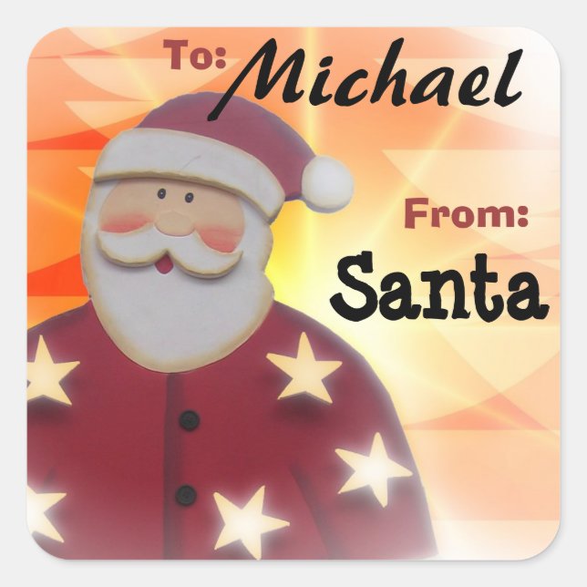 To Child From SANTA Gift Label Red and Gold v6 (Front)