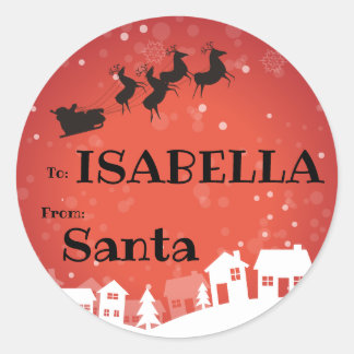 To Child From SANTA Gift Label Sleigh Long Name
