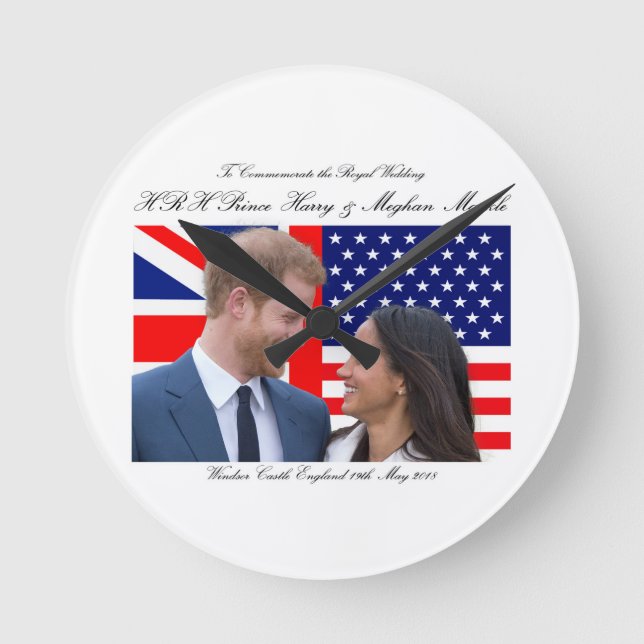 To Commemorate the Royal Wedding Harry and Meghan Round Clock (Front)