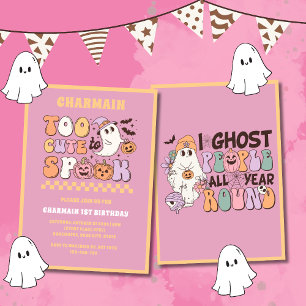 To Cute To Spook Dusty Pink 1st Birthday  Invitation