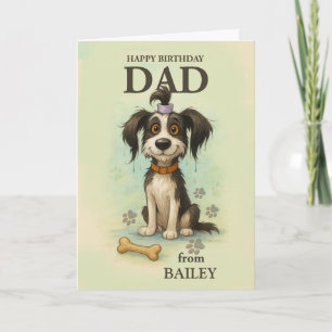To Dad From Quirky Dog Funny Birthday Custom Pup Card
