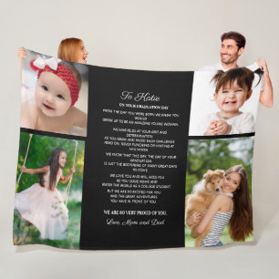 To Daughter Graduation Day 4 Photo Keepsake Fleece Blanket