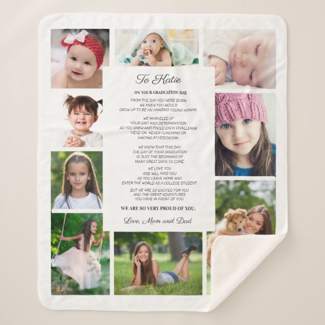 To Daughter Graduation Day 9 Photo Sherpa Blanket (Front)