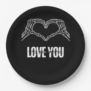 To Death Skeleton Heart Hands Classic Look Paper Plate