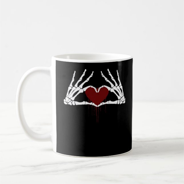 To Death  - Skeleton Heart Hands Coffee Mug (Left)