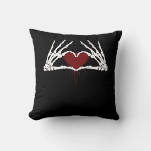 To Death - Skeleton Heart Hands Cushion