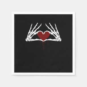 To Death  - Skeleton Heart Hands Napkin
