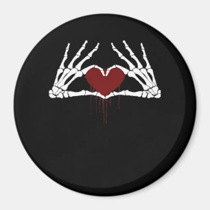 To Death Skeleton Heart Hands Style Magnet