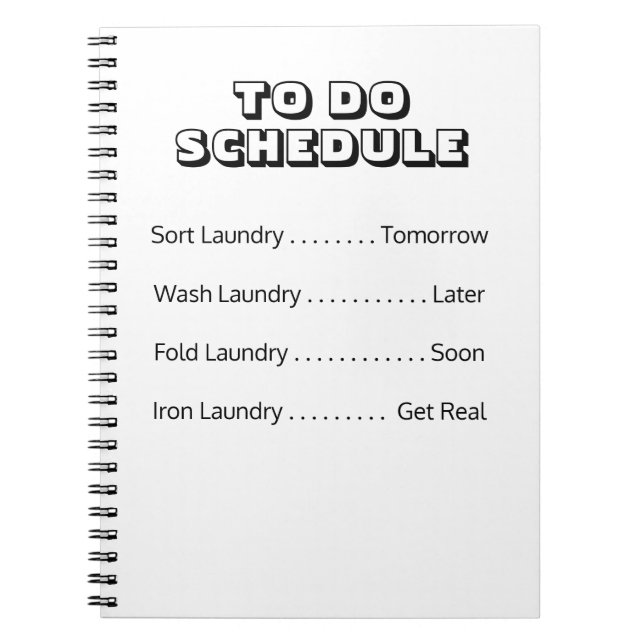 To Do Laundry Schedule Notebook (Front)