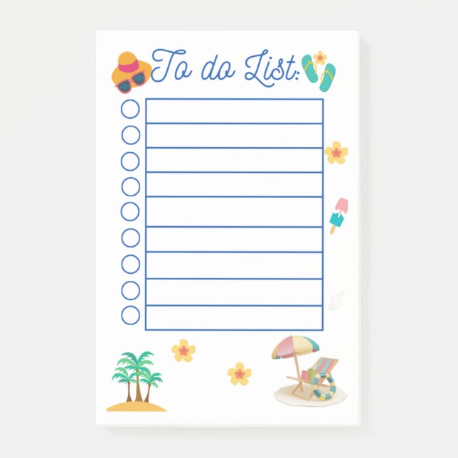 To do list: beach post-it notes (Front)