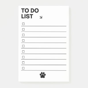To Do List Black And White Paw Print Pet Parents Post-it Notes