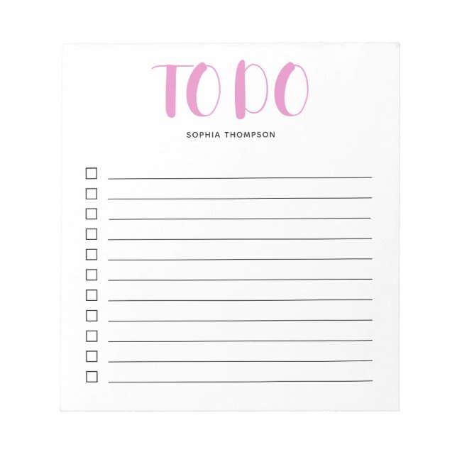 To Do List Bold Script Pink Notepad (Front)
