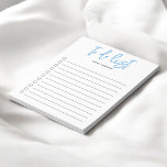 To Do List Brush Script Blue Notepad<br><div class="desc">Simple To Do List with your name and brush script.</div>