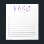 To Do List Brush Script Purple Notepad<br><div class="desc">Simple To Do List with your name and brush script.</div>