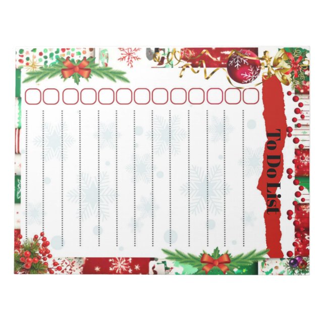 To Do List Checklist Cristmas Themed Notepad (Front)