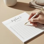 To Do List Chic Script Notepad<br><div class="desc">Simple To Do List with your name and chic script.</div>