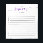 To Do List Chic Script Purple Notepad<br><div class="desc">Simple To Do List with your name and chic script.</div>