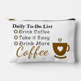 To-do list coffee lovers white brown accessory pouch