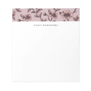 To Do List Dusty Mauve Elegant Floral Pattern Notepad