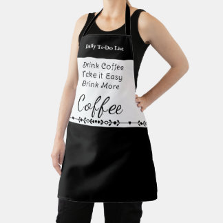 To do list for coffee lovers white black apron
