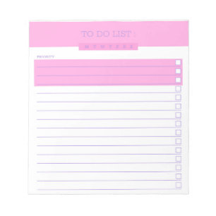 To do list hot pink notepad