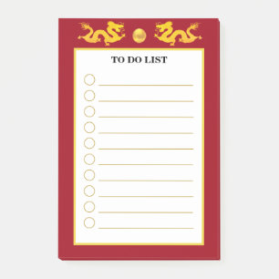 To Do List in red and white with golden dragons Post-it Notes