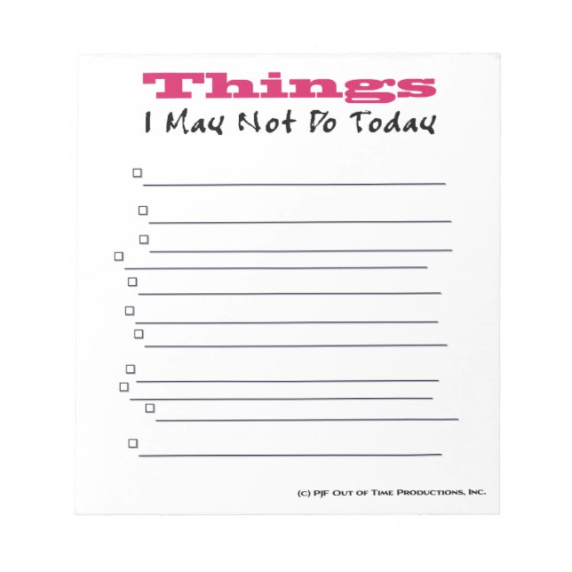 To-Do List/ NOT To-Do List Notepad (Front)