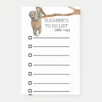 To Do List Personalised Cute Sloth Watercolor