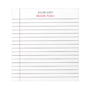 TO DO LIST Plain Minimalist Modern Lined Paper Notepad