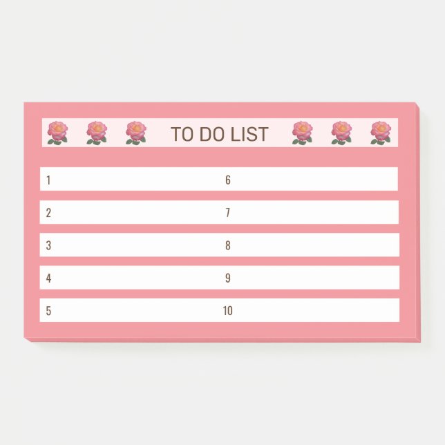 To Do List Roses on Pink & White Post-it Notes (Front)