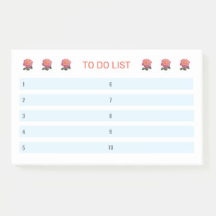 To Do List Roses on Turquoise & White Post-it Notes