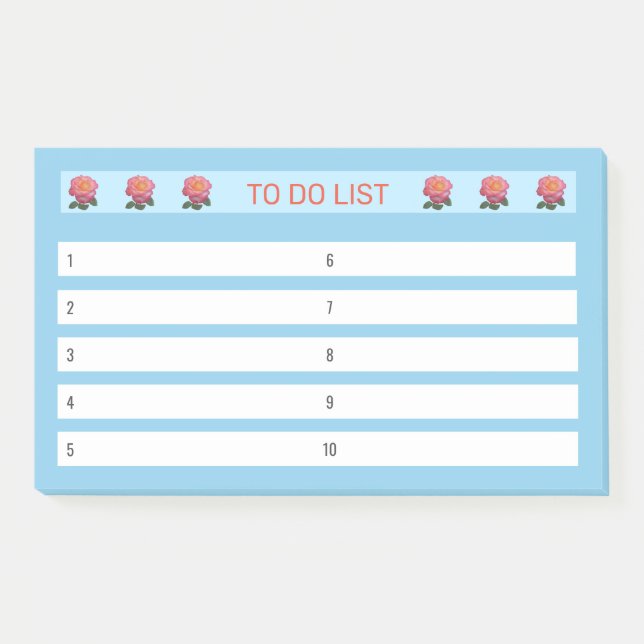 To Do List Roses on Turquoise & White Post-it Notes (Front)