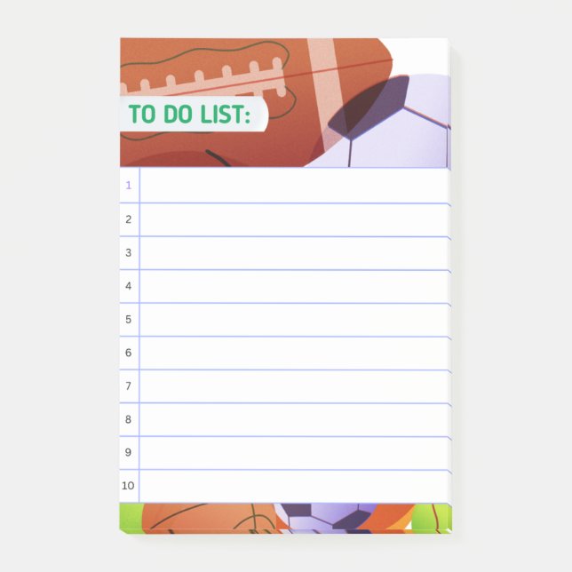 TO DO LIST SPORTS POST-IT NOTES (Front)