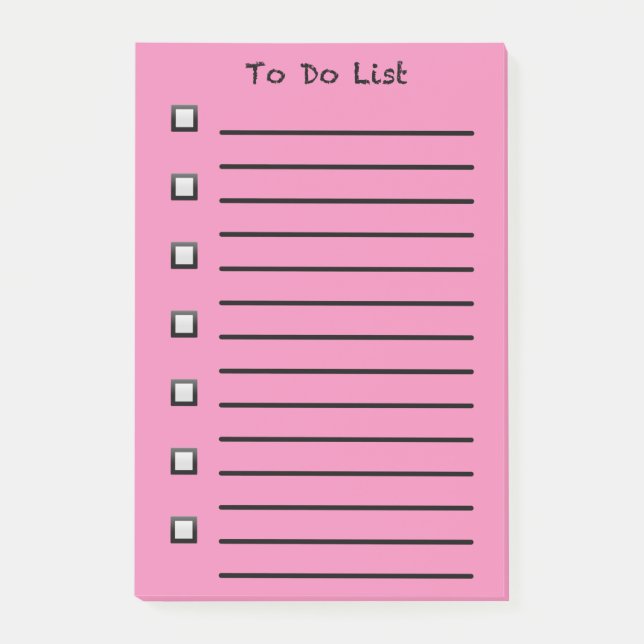 To Do List Sticky Note Pink (Front)
