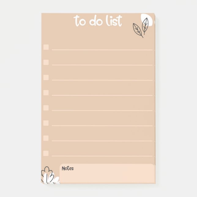 To Do List with Floral Design Style Post-it Notes (Front)