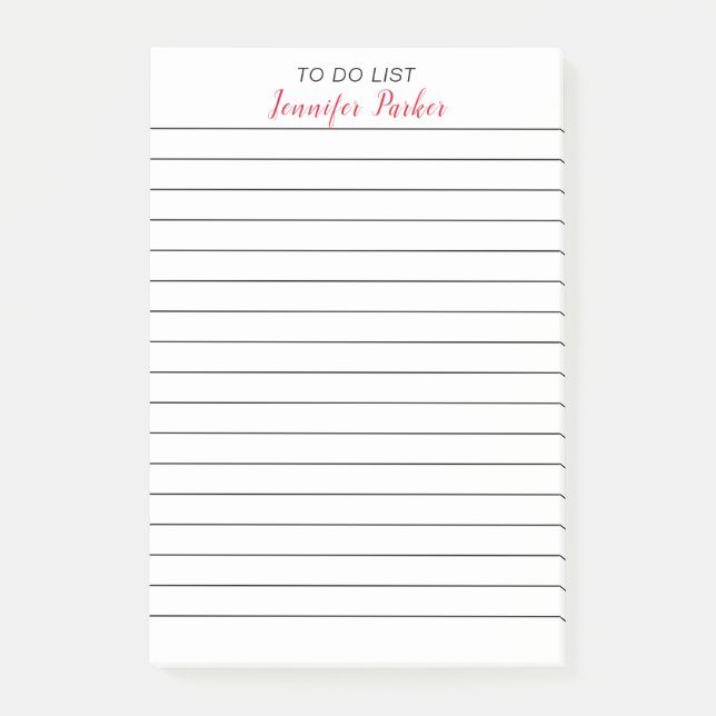 TO DO LIST Your Name Lined Paper Professional Post-it Notes (Front)