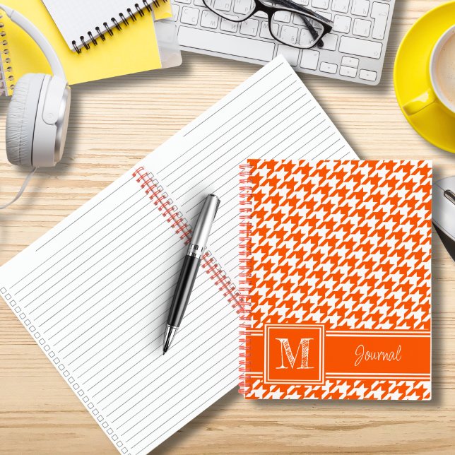 To-Do Monogrammed Orange Houndstooth Checklist Notebook (Creator Uploaded)