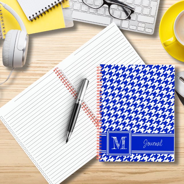 To-Do Monogrammed Royal Blue Houndstooth Checklist Notebook (Creator Uploaded)
