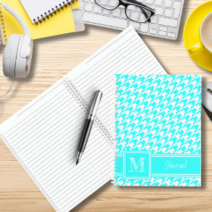 To-Do Monogrammed Turquoise Houndstooth Checklist Notebook