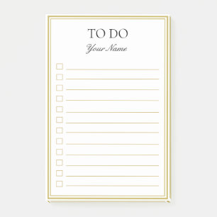 To Do Personalized Gold Black White Post-It Notes