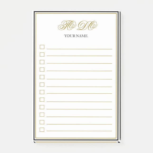 To Do Personalized Gold Script Notes (Front)