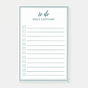 To Do Personalized Teal Green Border Post-It Notes