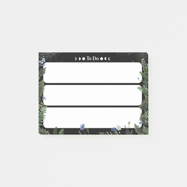 “To-Do” Sticky Note – Dark Whimsical Floral Design (Front)