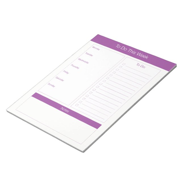 To Do This Week - Weekly Planner - Purple Notepad (Angled)