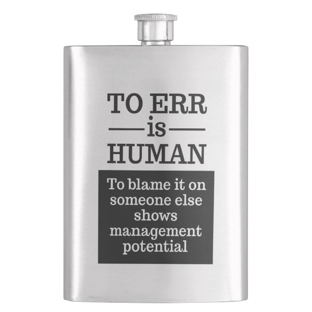 "To err is human" flask (Front)